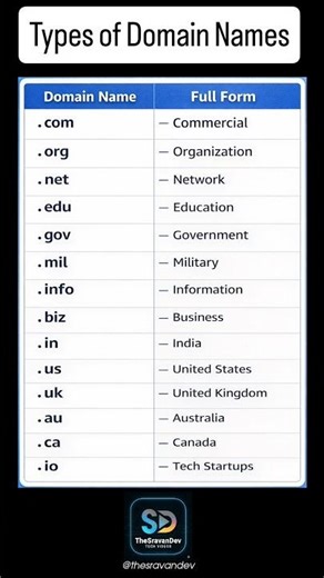 Domain Names Full Forms Every Developer Should Know (.com .org .net Explained)