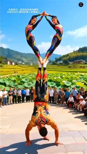 Unbelievable Human Balance Act 😱 Man Lifts Two Women in Village Circus!