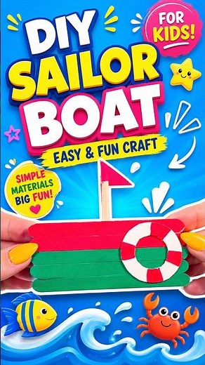 DIY Wooden Sailboat Toy ⛵ Easy Popsicle Stick Craft for Kids #diy #craft #craftyfun #kids
