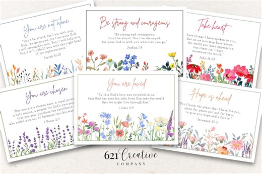 Printable Christian Encouragement Cards With Bible Verses, Bundle of 6 Cards (digital Download) - Etsy