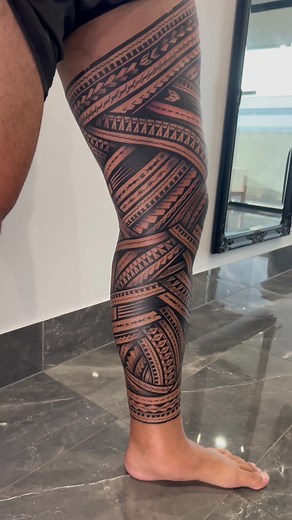 Samoan Leg Sleeve Tattoo Process in 4 Sessions