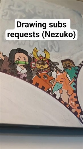 Drawing Nezuko on My Sketchbook Cover 😍 | Subscriber Request 🎨 #art #demonslayer #nezuko #animeart
