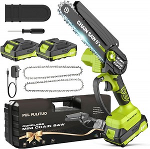 Mini Cordless Chainsaw 6-Inch, Electric Handheld Brushless Saw with 2 Batteries, Portable for Wood Cutting, Tree Trimming, Garden, Yard Work - Walmart.com