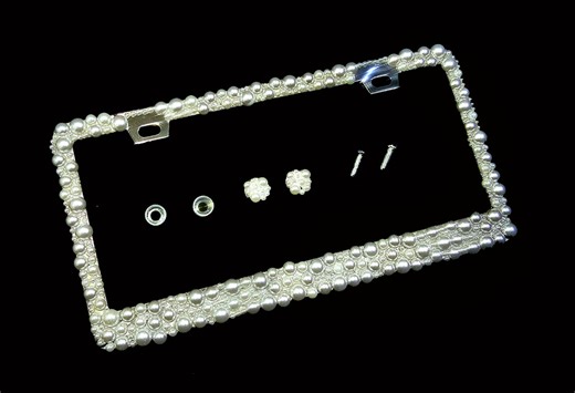3D Pearl License Plate Frame: Handmade Car Decor With Anti-theft Caps - Etsy