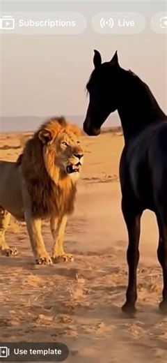 Horse vs lion #horse #trending #lion #horsetrancedance #animals #funny #horseracing #horsesports #hl