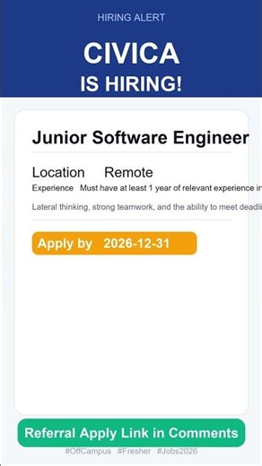 Civica | Junior Software Engineer | Off Campus 2026 | Apply Now | Remote