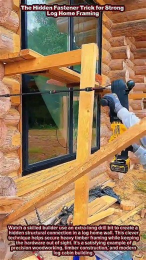 The Hidden Fastener Trick for Strong Log Home Framing #woodworking #craftsmanship #wood