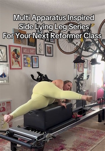 Pilates Side-lying leg series on the reformer 🤍 Inspired by the burn of the Ladder Barrel the control of Cadillac leg springs. Slow. Spicy. Zero momentum. Hips stacked, core lit up, and that deep outer hip glute work you can’t fake. If you know… you know. 🔥 Save this for your next reformer day ✨