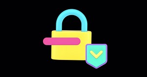 Data protection password identification access information security 3d icon animation with alpha channel