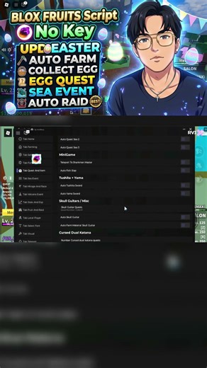 BLOX FRUITS Script No Key UPD EASTER AUTO FARM, COLLECT EGG, EGG QUEST, SEA EVENT, AUTO RAID (BEST)