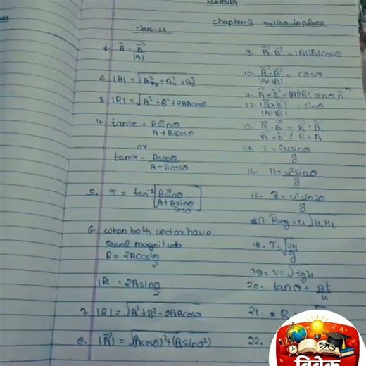 #Formula sheet of vector