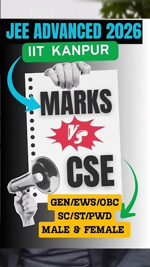 JEE Advanced 2026 : IIT Kanpur CSE Vs Expected Marks | All categories safe score male & Female #iit