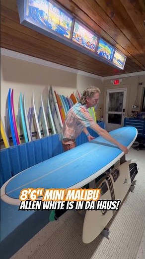 8’ 6” Mini Malibu Longboard! Handshaped epoxy surfboard by Allen Whiite! See more at SurfClubHaus!