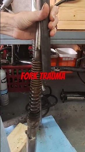 Shocked the springs loose on stuck fork tubes #motorcycle #diy #suspension