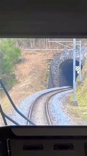 Swiss train from drivers cab