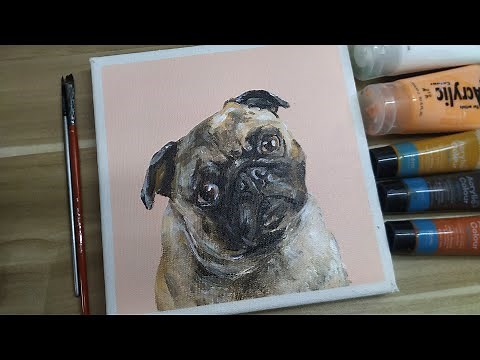 Acrylic painting /A pug /Easy painting Tutorial # 103
