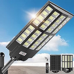 OKPRO 10000W Solar Street Lights Outdoor, IP66 Waterproof Commercial Solar Lights Outdoor with Motion Sensor & Remote, Dusk to Dawn Security Lighting for Yard, Farm, Parking Lot, Garage (1Pack)