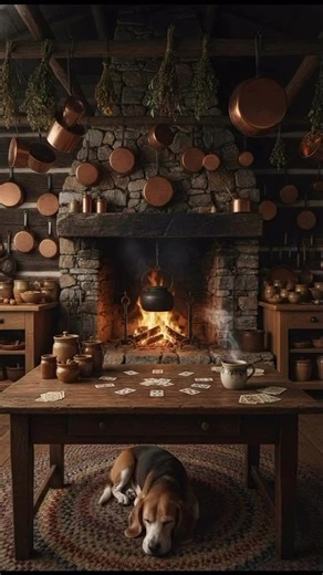 Rustic cabin kitchen ambience 🪵🔥 A crackling stone fireplace, hanging copper pots, and warm firelight creating a cozy slow-living atmosphere. Perfect for relaxing background ambience, calm focus, and comforting cabin vibes that feel timeless and grounding 🍲🕯️ ✨ Created entirely with AI 🚫 No subscriptions 🎬 No complicated editing 🆓 Made 100% free using AI inside the Ambient Lab Want to learn how to make videos like this fast? Comment AMBIENT and I’ll show you exactly how to get started 🤍 