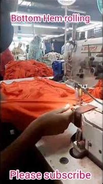 লেডিস টি-শার্ট বটম হেম রোলিং | Overlock Machine Bottom Hem Sewing Process | Garments Factory Work
