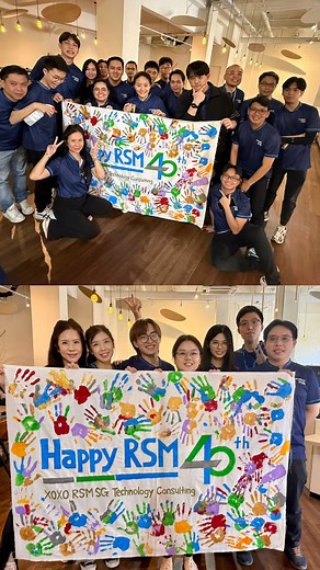 A day of fun and hand-some teamwork! 🖐️💙💚 𝗥𝗦𝗠 𝗦𝗚 𝗧𝗲𝗰𝗵𝗻𝗼𝗹𝗼𝗴𝘆 𝗖𝗼𝗻𝘀𝘂𝗹𝘁𝗶𝗻𝗴 team putting our hands (and hearts) together to DIY our #RSM40th Charity Walk banner. #Teamwork #Handprints #funtimestogether #RSM40 #Fabat40 RSM Singapore #GrowththroughTechnology | RSM Stone Forest