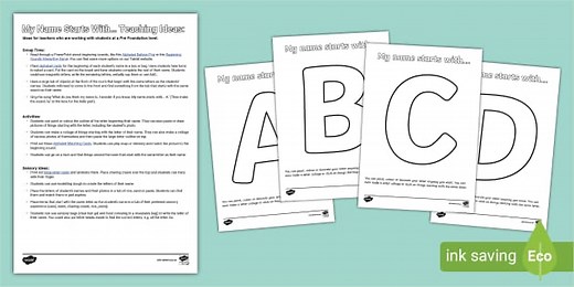 My Name Starts With... Activity with Teaching Ideas for Pre-foundation