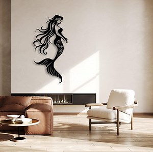 Mermaid Metal Wall Art: Nautical Home Decor - Etsy