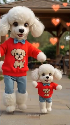 Funny Puppies Dance in Red Sweaters 🐶❤️ Adorable Dog Duo Performance | #Shorts #DogDance