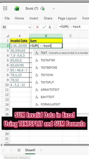 Use TEXTSPILT Function in Excel