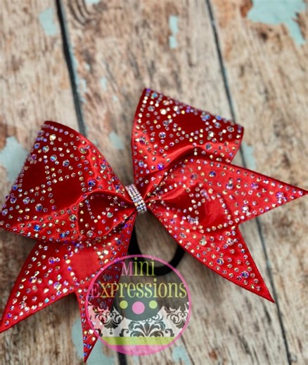 Diamonds Satin Swirl Rhinestone Cheer Bow/ Cheerleading/ Cheerleader/ Sideline Cheer - Etsy