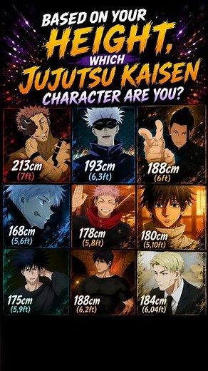 Your Height = Your Jujutsu Kaisen Character! Who are you? 📏🤔