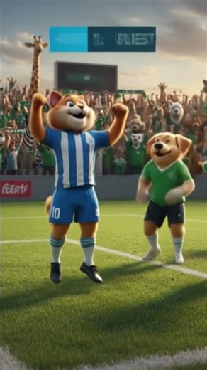 Cat score a goal & win the match #shorts