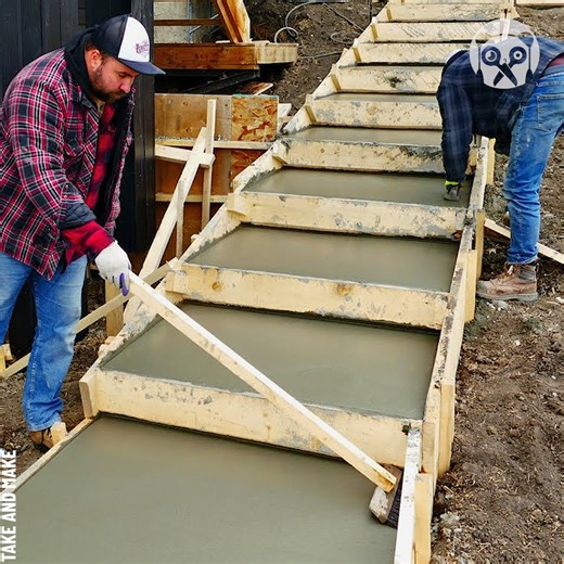 The process of constructing a concrete stairway Partner: Take And Make | Crafty Panda