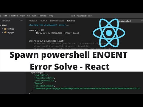 Spawn powershell ENOENT Error fix In React Js | Unhandled error event Error Fix | React Js Error fix