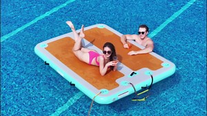 AWSUM Inflatable Floating Dock, 8ft/10ft Non-Slip EVA Surface Inflatable Swim Platform Dock for Lake, Inflatable Water Mat Floating Island Raft for Pool Beach Ocean