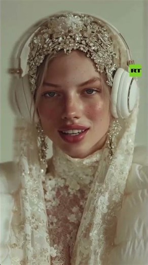 Snow Bride With Headphones | Winter Couture Aesthetic (60s Edit)