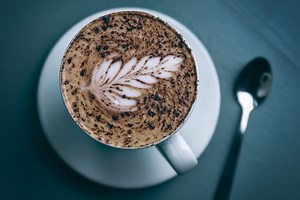 Cappuccino Coffee with Leaf Latte Art Rare Gallery wallpaper