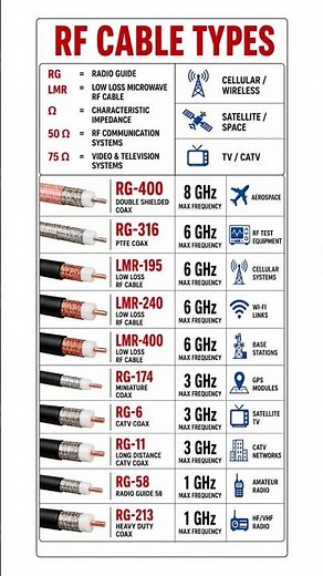 RF cable types and applications