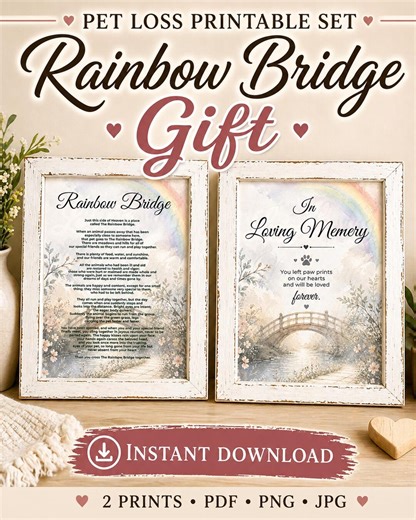 Rainbow Bridge Printable, Dog Memorial Art, Cat Sympathy Print, in Loving Memory Download - Etsy