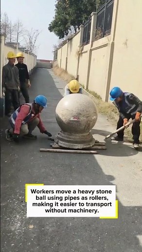 Moving Heavy Stone with Pipe Rollers #engineering #physics #simpletools