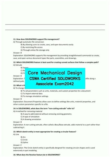 Core Mechanical Design CSWA Certified SOLIDWORKS Associate Exam2042 video