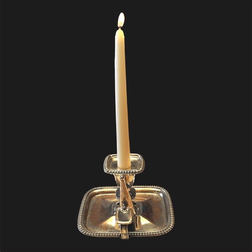 Antique Silver Plate Chamberstick with Snuffer c.1900 Victorian Candle Holder