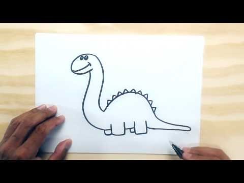 COMO DESENHAR UM DINOSSAURO BEM FÁCIL - Desenhos fáceis para crianças
