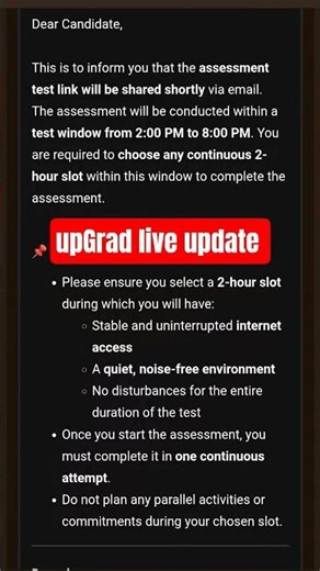 upGrad pre-assesment update #upgrad #testlink #shorts