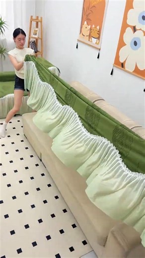 Leaf-Shaped Sofa Cover | Fresh, Natural Style for a Cozy Living Room #shortsfeed
