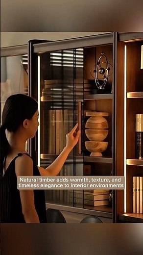 Solid Black Walnut Bookcase Wall for a Stylish Study #bookcase #cabinet #desk
