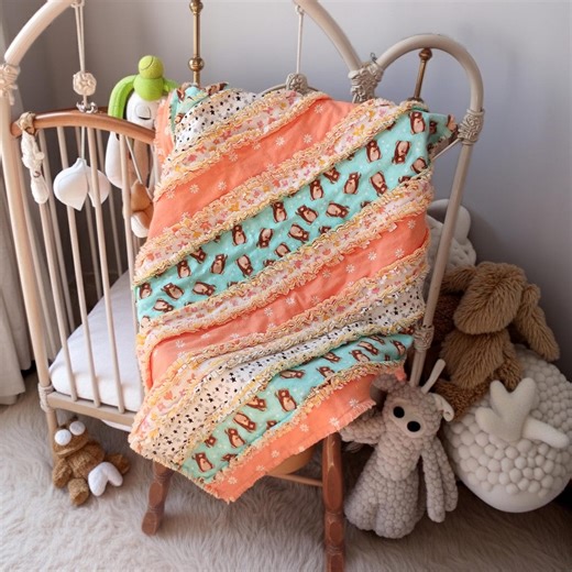 Rag Quilt, Handmade Flannel Rag Quilt, Bears and Flowers, Baby or Toddler - Etsy