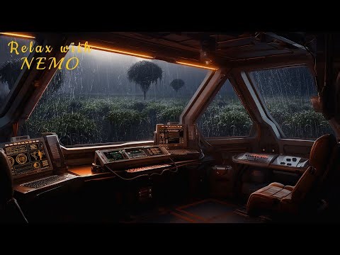 Spaceship Alien Planet Exploration - Sci-Fi Ambiance - Heavy Rain and Radio Chatter Sounds for Sleep