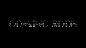 Coming soon ascii animation on black background. Ascii art code symbols with shining and glittering sparkles effect backdrop. Attractive attention promo.