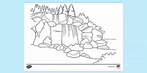 Waterfall Colouring Page