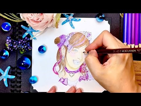 イラストに色鉛筆で色を塗る／塗り絵／colored／drawing／しなこ／しなこワールド